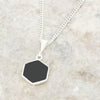 Derbyshire Blue John and Whitby Jet Hexagonal Shape Pendant and Chain