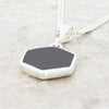 Derbyshire Blue John and Whitby Jet Hexagonal Shape Pendant and Chain