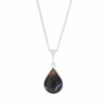 Derbyshire Blue John and Whitby Jet Pear Shape Pendant and Chain
