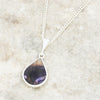 Derbyshire Blue John and Whitby Jet Pear Shape Pendant and Chain