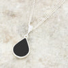 Derbyshire Blue John and Whitby Jet Pear Shape Pendant and Chain