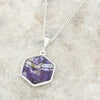 Derbyshire Blue John and Whitby Jet Hexagonal Shape Pendant and Chain