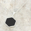 Derbyshire Blue John and Whitby Jet Hexagonal Shape Pendant and Chain