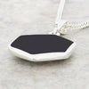 Derbyshire Blue John and Whitby Jet Hexagonal Shape Pendant and Chain