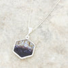 Derbyshire Blue John and Whitby Jet Hexagonal Shape Pendant and Chain