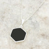 Derbyshire Blue John and Whitby Jet Hexagonal Shape Pendant and Chain