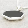 Derbyshire Blue John and Whitby Jet Hexagonal Shape Pendant and Chain