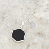 Derbyshire Blue John and Whitby Jet Hexagonal Shape Pendant and Chain