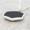 Derbyshire Blue John and Whitby Jet Hexagonal Shape Pendant and Chain