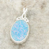 Derbyshire Blue John and Opalique Large Oval Pendant and Chain