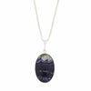 Derbyshire Blue John and Whitby Jet Oval Pendant and Chain
