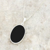 Derbyshire Blue John and Whitby Jet Oval Pendant and Chain