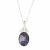 Derbyshire Blue John and Labradorite Large Oval Pendant and Chain