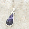 Derbyshire Blue John and Mother of Pearl Large Pear Shape Pendant and Chain