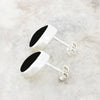Whitby Jet Sterling Silver Small Pear Shape Stud Earrings