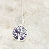 Derbyshire Blue John Silver Tree of Life Round Pendant And Chain