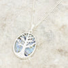 Derbyshire Blue John Silver Tree of Life Oval Pendant And Chain