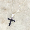 Derbyshire Blue John Sterling Silver Cross Pendant And Chain
