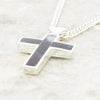 Derbyshire Blue John Sterling Silver Cross Pendant And Chain