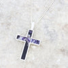Derbyshire Blue John Sterling Silver Cross Pendant And Chain