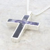 Derbyshire Blue John Sterling Silver Cross Pendant And Chain