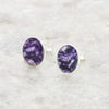 Derbyshire Blue John Sterling Silver Small Oval Stud Earrings