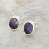 Derbyshire Blue John Sterling Silver Small Oval Stud Earrings
