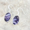 Derbyshire Blue John Sterling Silver Oval Drop Earrings