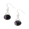 Derbyshire Blue John Sterling Silver Oval Drop Earrings