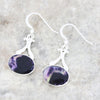 Derbyshire Blue John Sterling Silver Oval Drop Earrings