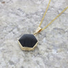 9ct Gold Blue John and Whitby Jet Reversible Hexagonal Pendant | H&H