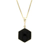 9ct Gold Blue John and Whitby Jet Reversible Hexagonal Pendant | H&H