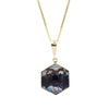 9ct Gold Blue John and Whitby Jet Reversible Hexagonal Pendant | H&H