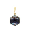 9ct Gold Blue John and Whitby Jet Reversible Hexagonal Pendant | H&H