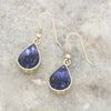 Derbyshire Blue John and Jet 9ct Yellow Gold Pear Reversible Drop Earrings