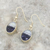 Derbyshire Blue John and Opalique 9ct Yellow Gold Oval Reversible Drop Earrings