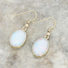 Derbyshire Blue John and Opalique 9ct Yellow Gold Oval Reversible Drop Earrings