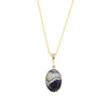 Derbyshire Blue John and Opalique 9ct Yellow Gold Pendant and Gold Plated Chain