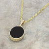 Derbyshire Blue John and Jet 9ct Yellow Gold Pendant and Gold Plated Chain