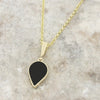 Derbyshire Blue John and Jet 9ct Yellow Gold Pendant and Gold Plated Chain
