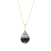 Derbyshire Blue John and Labradorite 9ct Yellow Gold Pendant and Gold Plated Chain