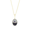 Derbyshire Blue John and Jet 9ct Yellow Gold Pendant and Gold Plated Chain