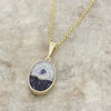 Derbyshire Blue John and Jet 9ct Yellow Gold Pendant and Gold Plated Chain