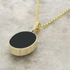 Derbyshire Blue John and Jet 9ct Yellow Gold Pendant and Gold Plated Chain