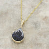 Derbyshire Blue John and Opalique 9ct Yellow Gold Pendant and Gold Plated Chain
