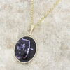 Derbyshire Blue John and Tigers Eye 9ct Yellow Gold Pendant and Gold Plated Chain