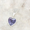 Derbyshire Blue John and Whitby Jet Heart Pendant and Chain