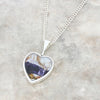 Derbyshire Blue John and Whitby Jet Heart Pendant and Chain