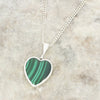 Derbyshire Blue John and Malachite Heart Pendant and Chain