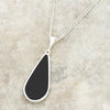 Derbyshire Blue John and Whitby Jet Pear Shape Pendant and Chain